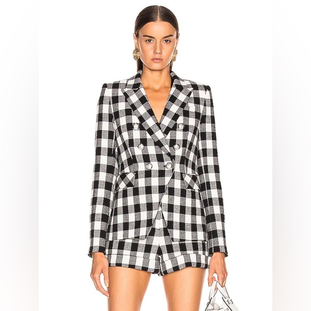 Veronica Beard Black White Plaid Dickey Miller Jacket Blazer Double Breasted‎ 4